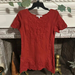 Abercrombie & Fitch rust orange colored mini dress with embroidered chest detail